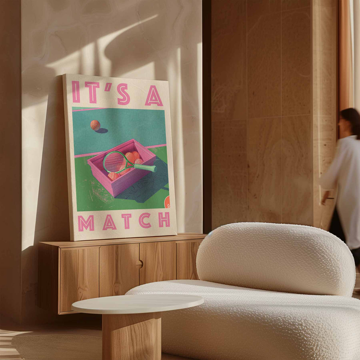 It's a Match - Retro Tennis – plexiglas wanddecoratie in portret formaat