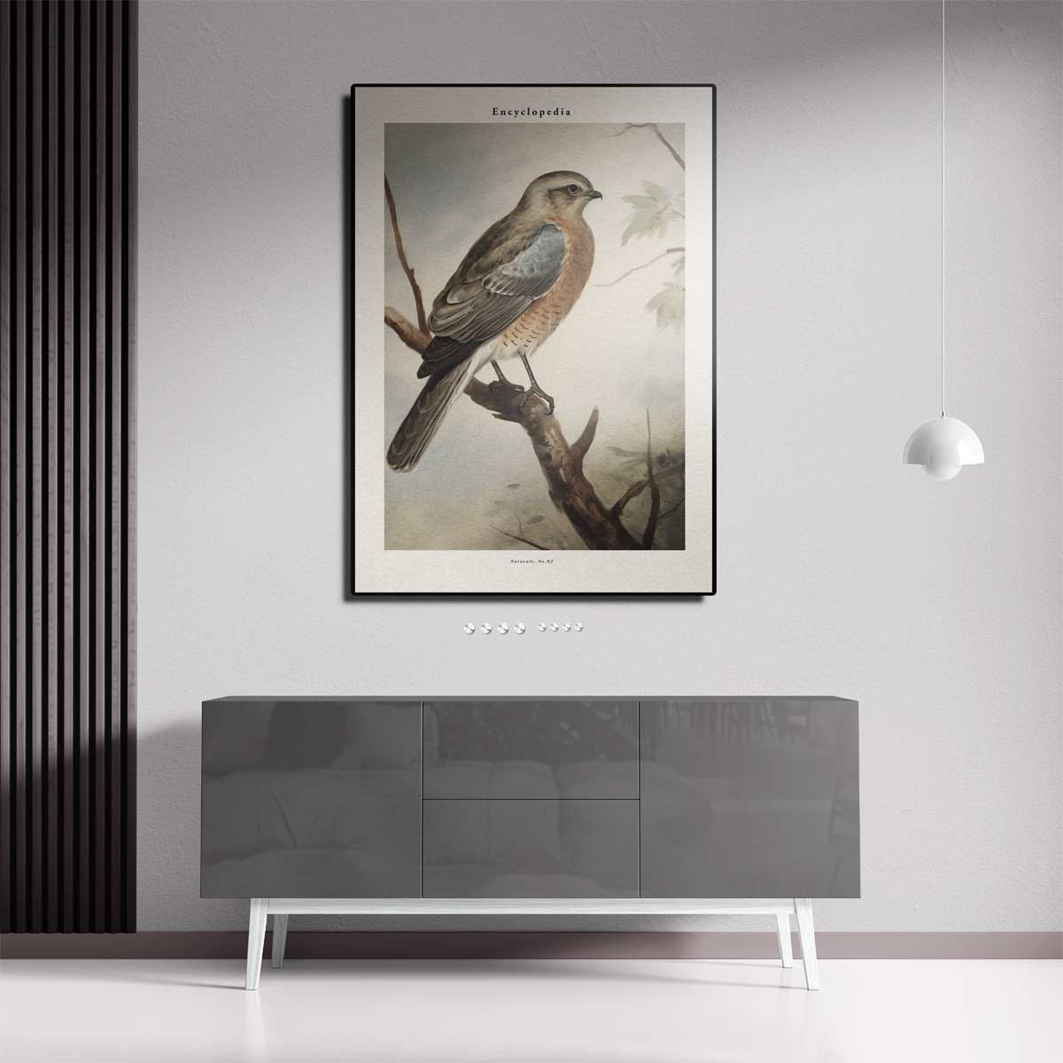 Vintage Vogelschilderij op Canvas – staande wandkunst voor woonkamer of interieur
