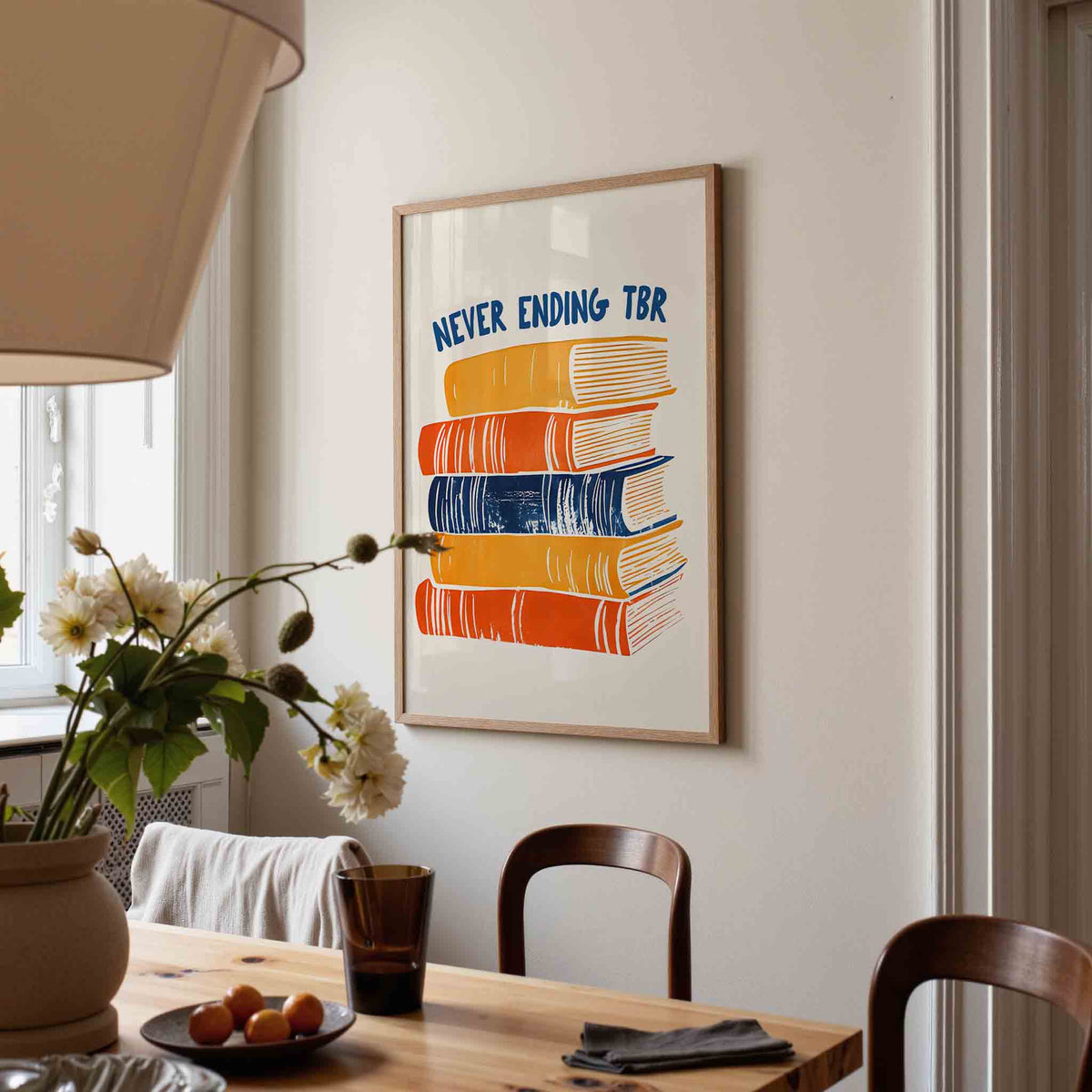 Stapel boeken – eigentijdse illustratie poster in staand formaat