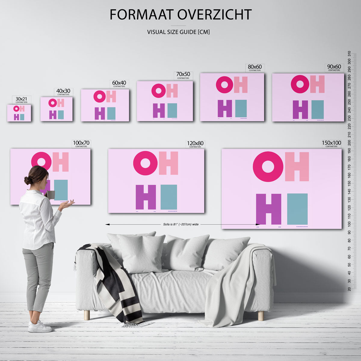 Oh hi – landscape muurposter met eigentijdse illustratie