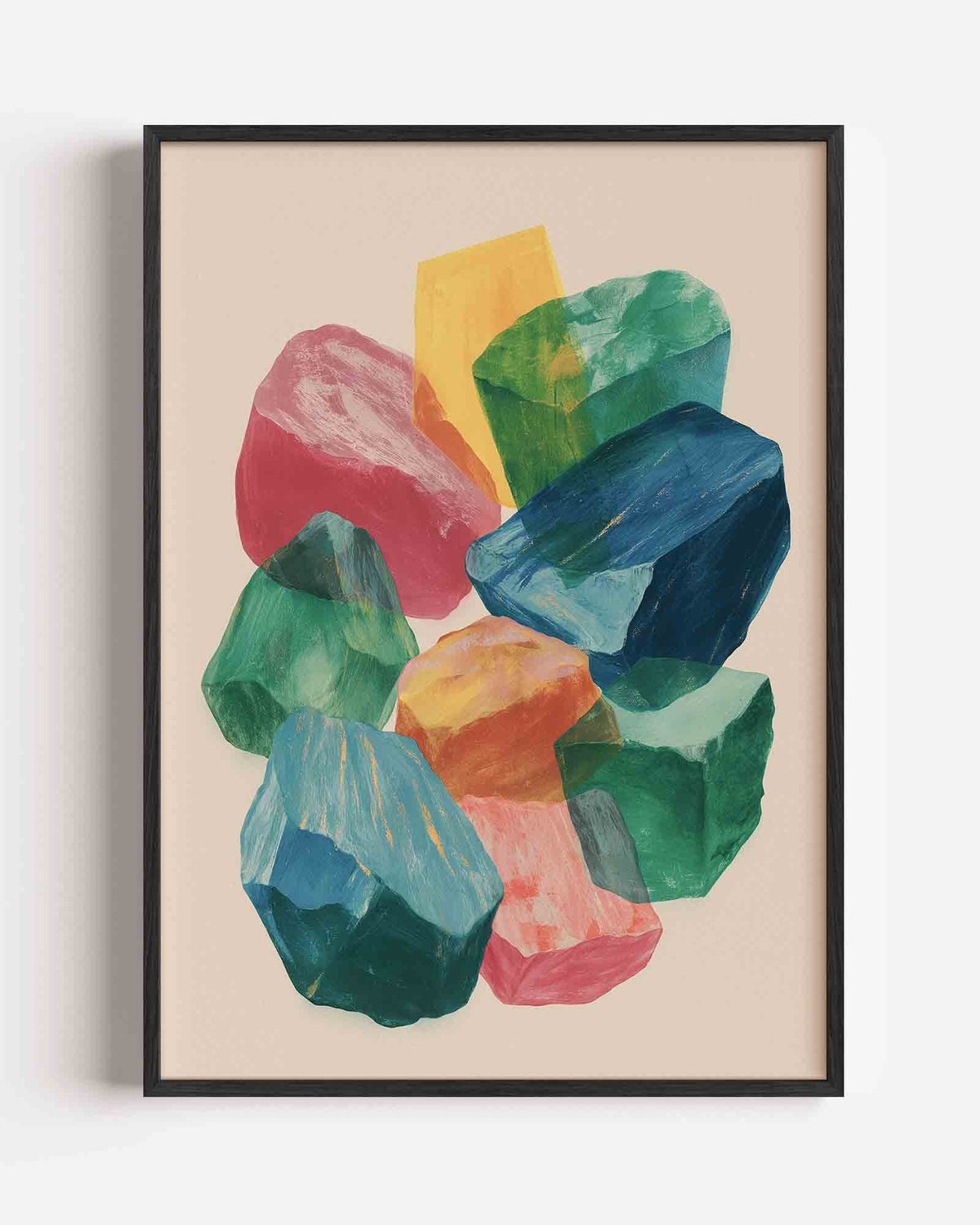 Gekleurde stenen – hedendaagse illustratie portret poster als wanddecoratie