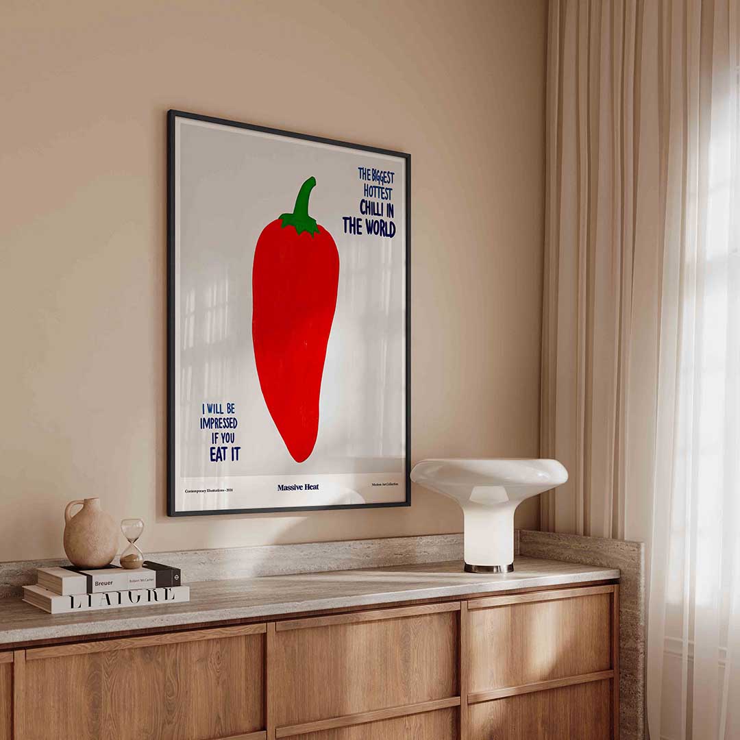 Rode chilipeper – urban poster in staand formaat