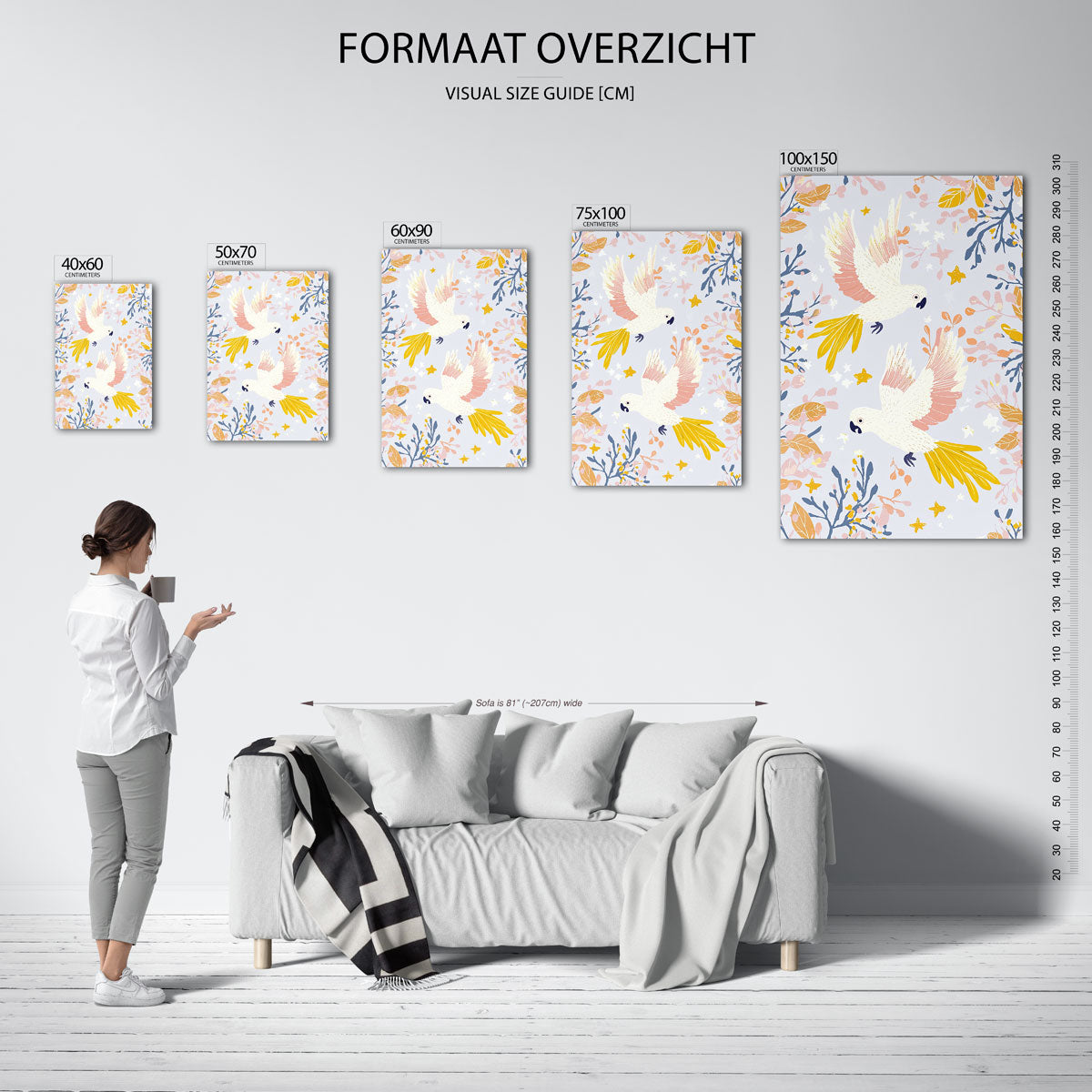 Vrolijke vogels – staand wanddecoratie kunstwerk