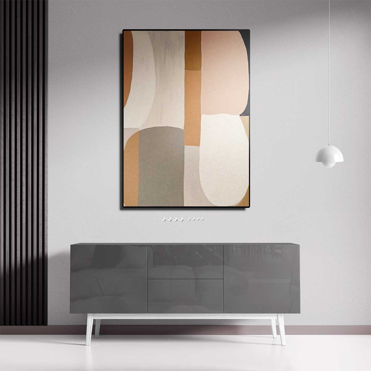 Zachte Aardetinten Abstractie – canvas wanddecoratie in portret formaat