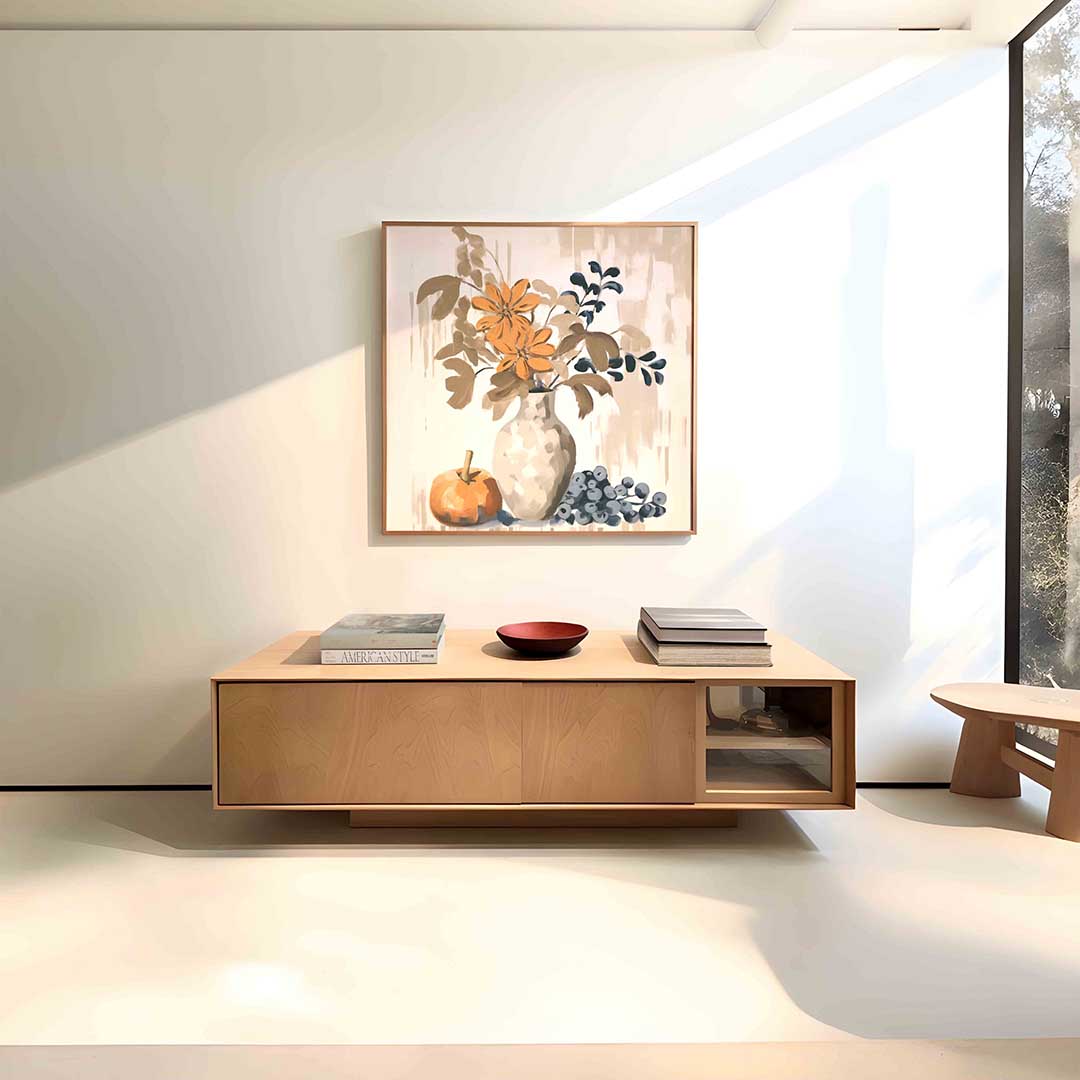Bloemen en fruit – vierkante bloemen wanddecoratie van WallArtistic