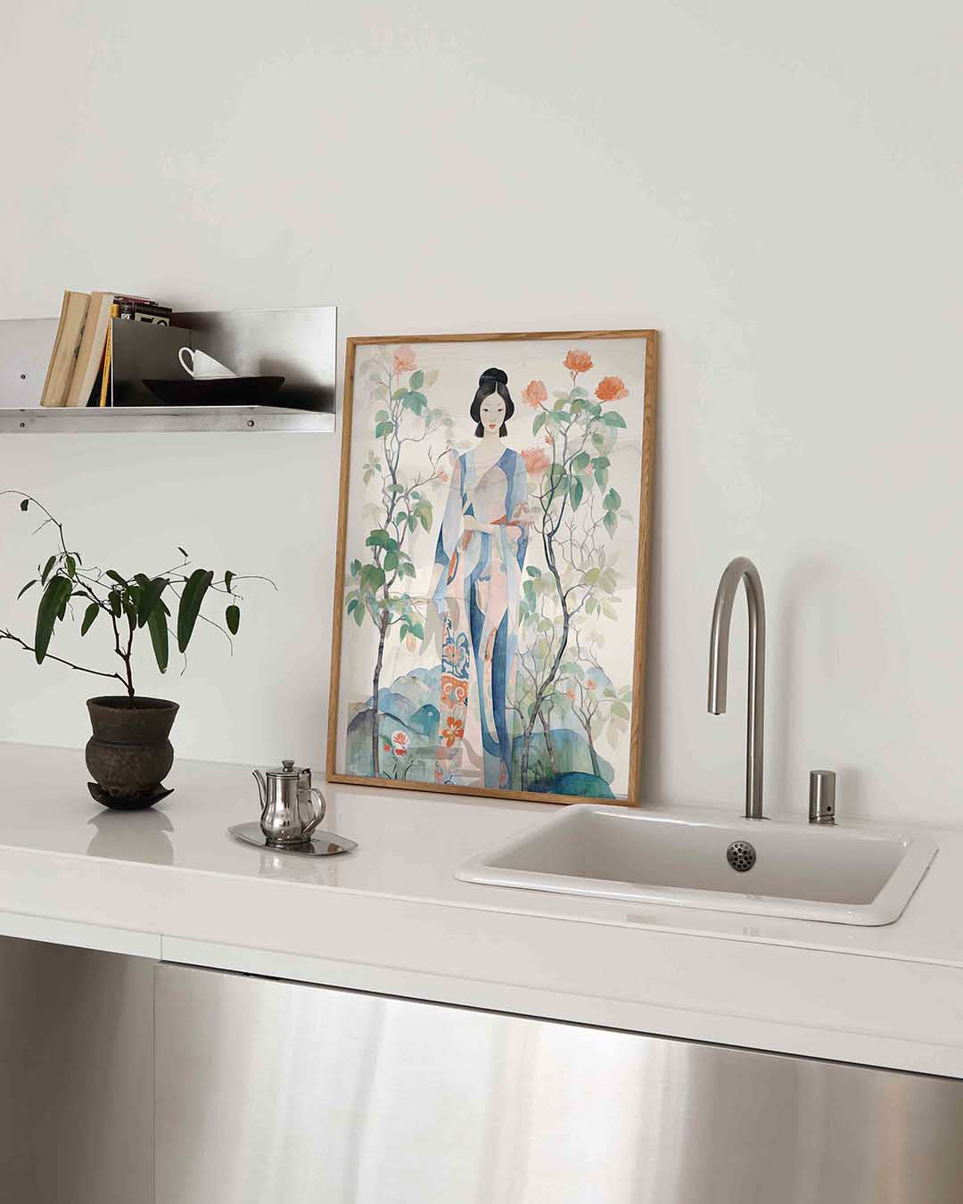Vrouw in kimono – Aziatische poster in staand formaat