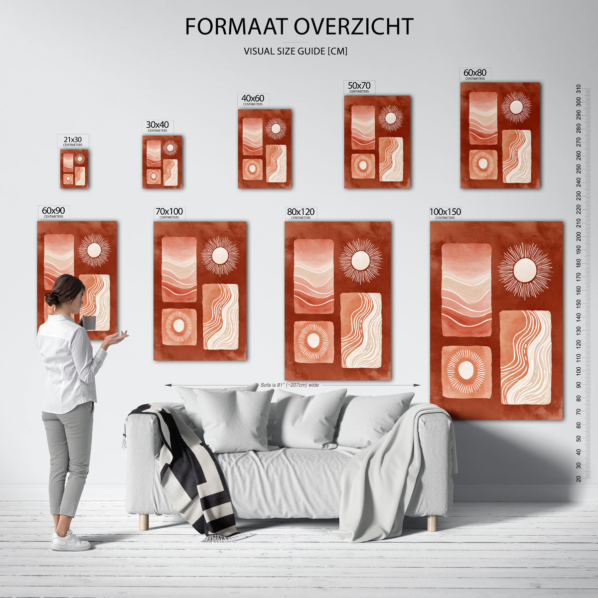 Abstracte vormen en lijnen – staande muurposter met abstracte vormen