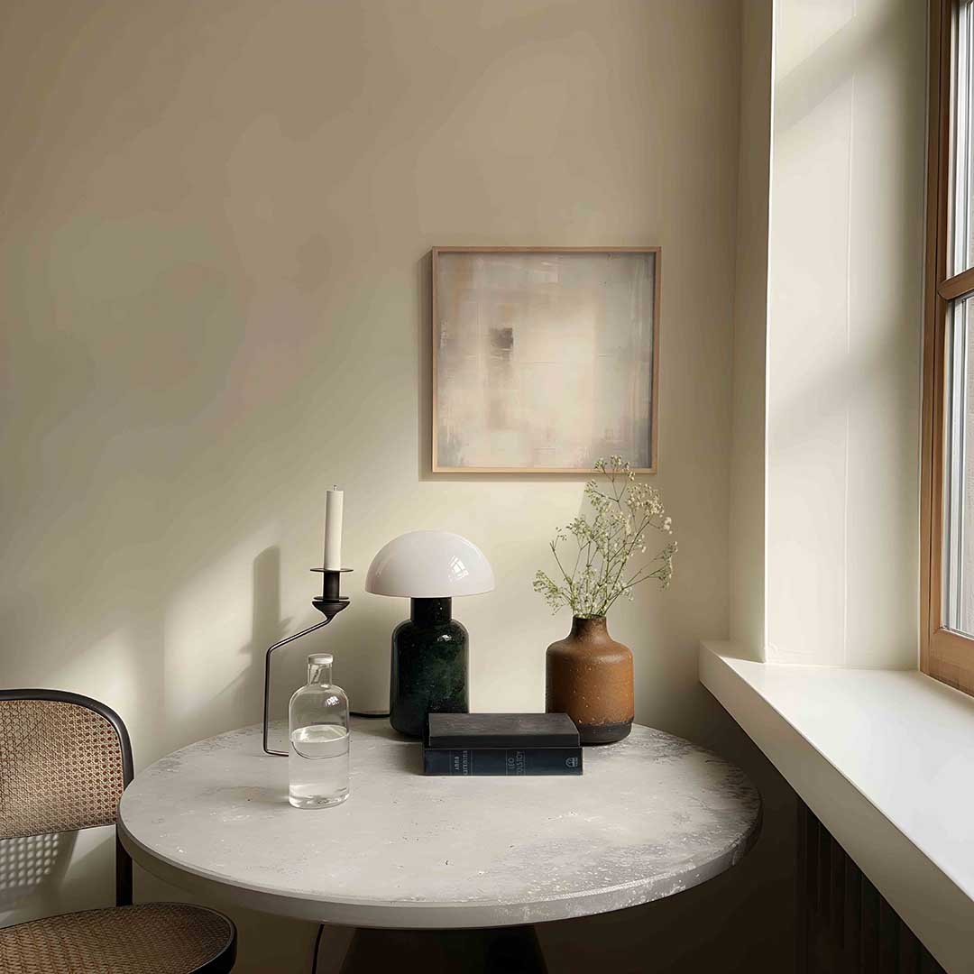 Abstracte beige en grijze – abstracte poster in vierkant formaat