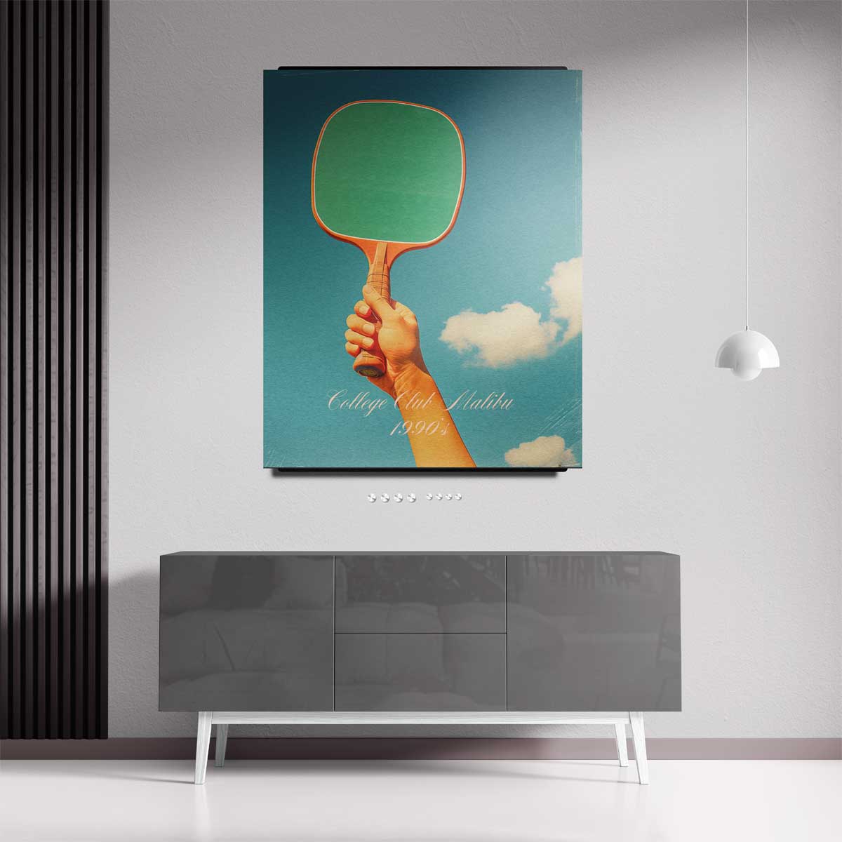 Vintage Tennis Racket – staand kunstwerk voor modern interieur