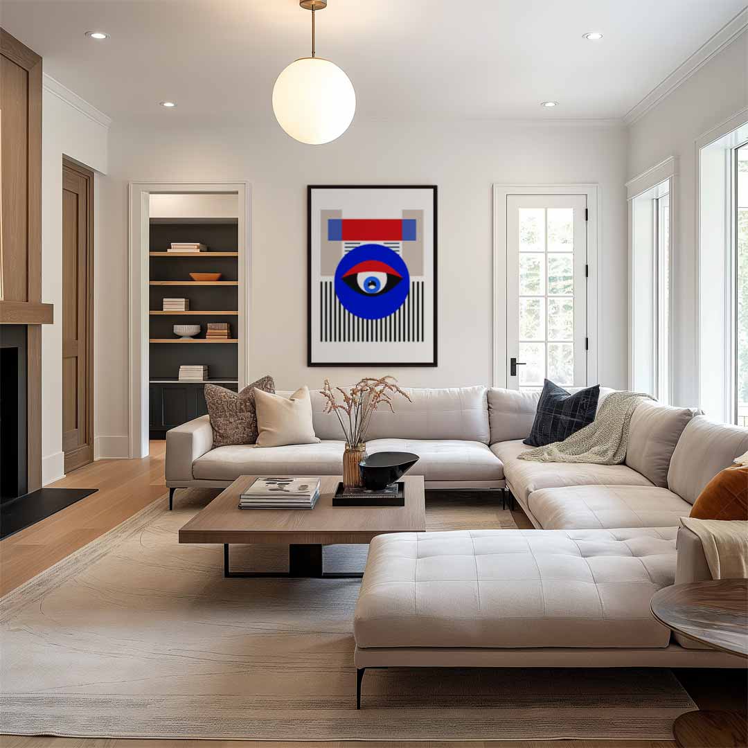 Modern Geometrisch Oogkunstwerk – dibond wanddecoratie in staand formaat