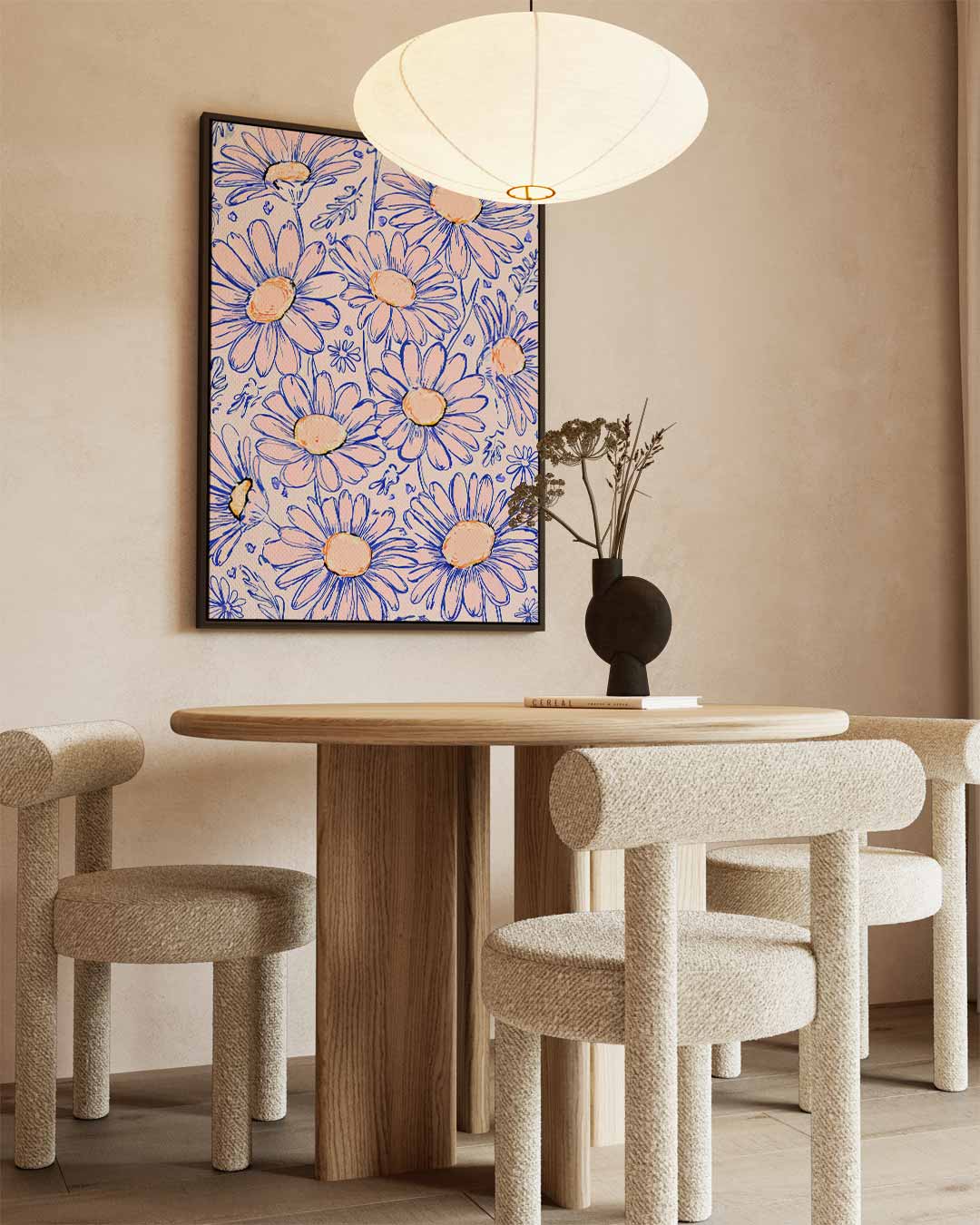 Zonsondergang Madeliefjes – staande wandkunst voor woonkamer of interieur