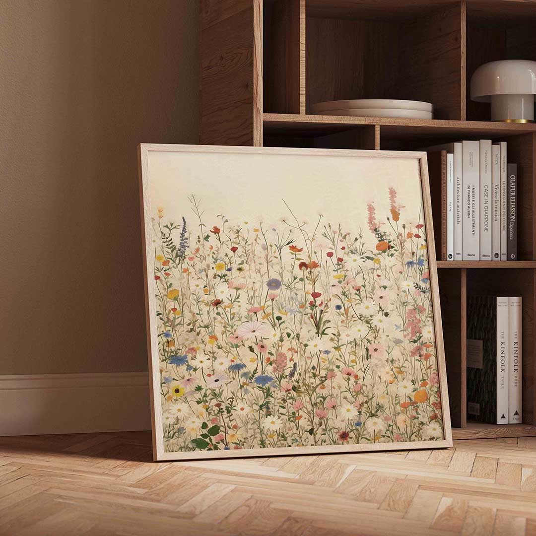 Bloemenveld – moderne wandkunst met kleur en vormen als poster