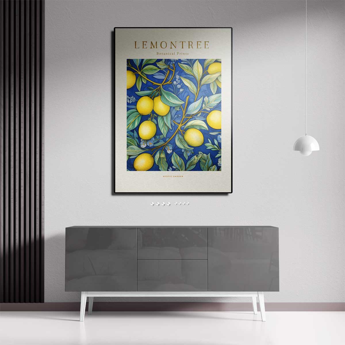 Citroenboom Botanische Print – canvas kunstwerk als wanddecoratie