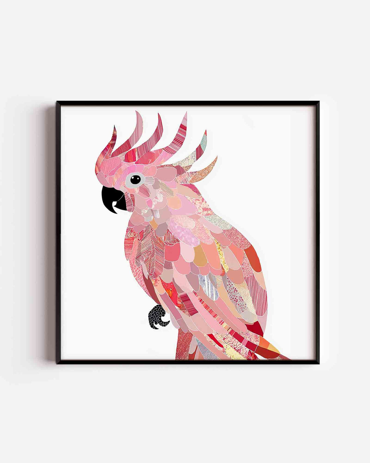 Papegaai in roze tinten – vierkante dierenposter als wanddecoratie