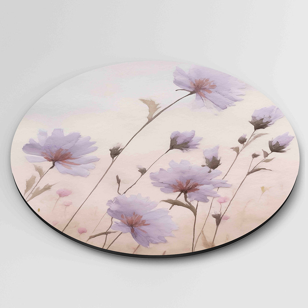 Bloemen in pastel – ronde wanddecoratie met abstract ontwerp