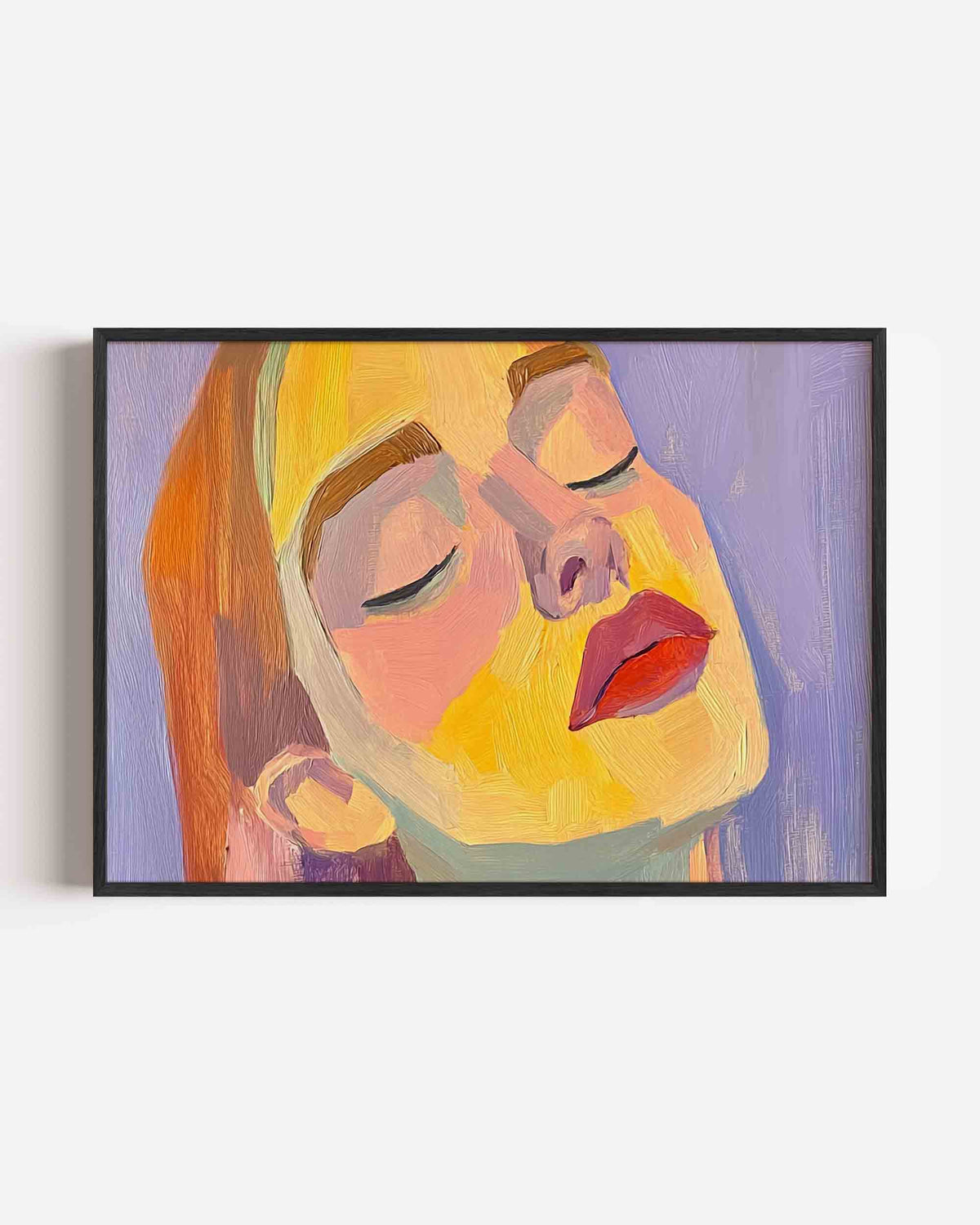 Vrouwelijk gezicht met gesloten ogen – vrouwelijk portret als landscape poster
