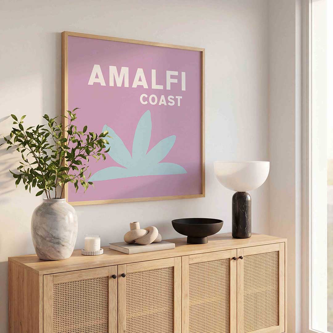 Amalfi coast – kleurrijke poster in vierkant formaat