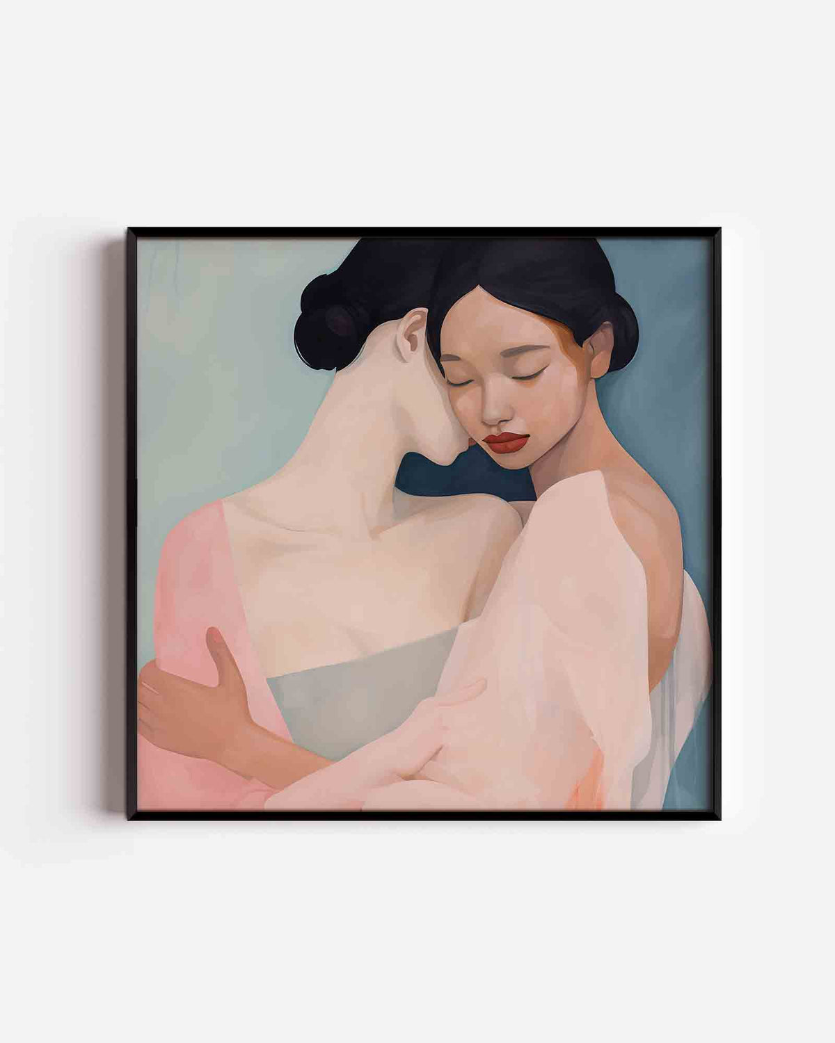 Twee omarmende figuren – vrouwelijk portret als vierkante poster