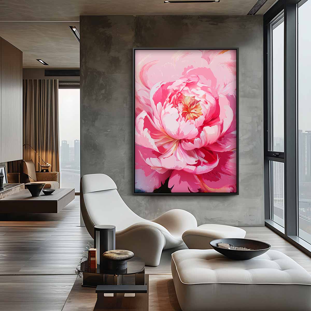 Bloeiende Peony – canvas kunstwerk als wanddecoratie