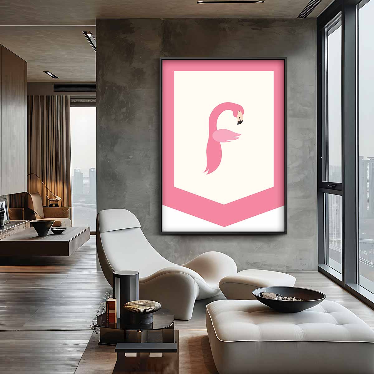 Flamingo Elegantie – canvas wanddecoratie in portret formaat