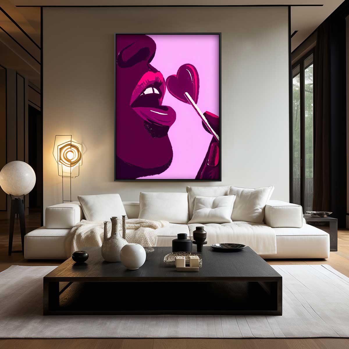 Liefdeslolly in Pop Art – staand kunstwerk voor modern interieur