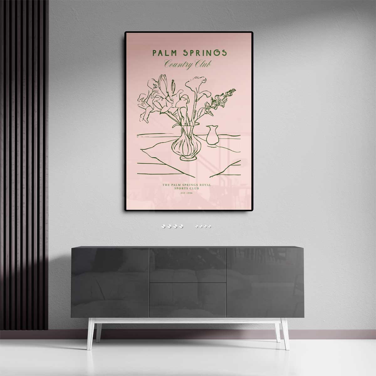 Palm Springs Country Club Bloemenprint – dibond kunstwerk als wanddecoratie