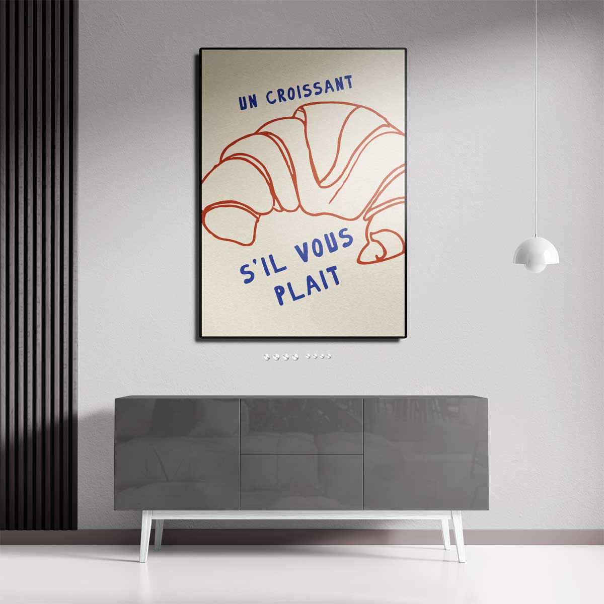 Franse Croissant Poster – canvas kunstwerk als wanddecoratie