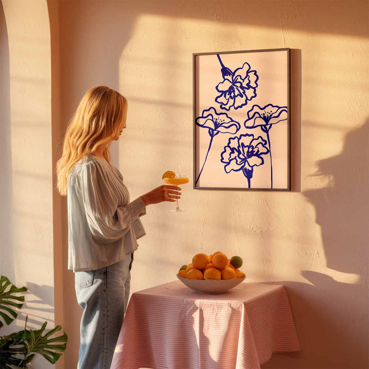 Moderne Bloemenpracht – keuken poster als sfeervolle staande wanddecoratie