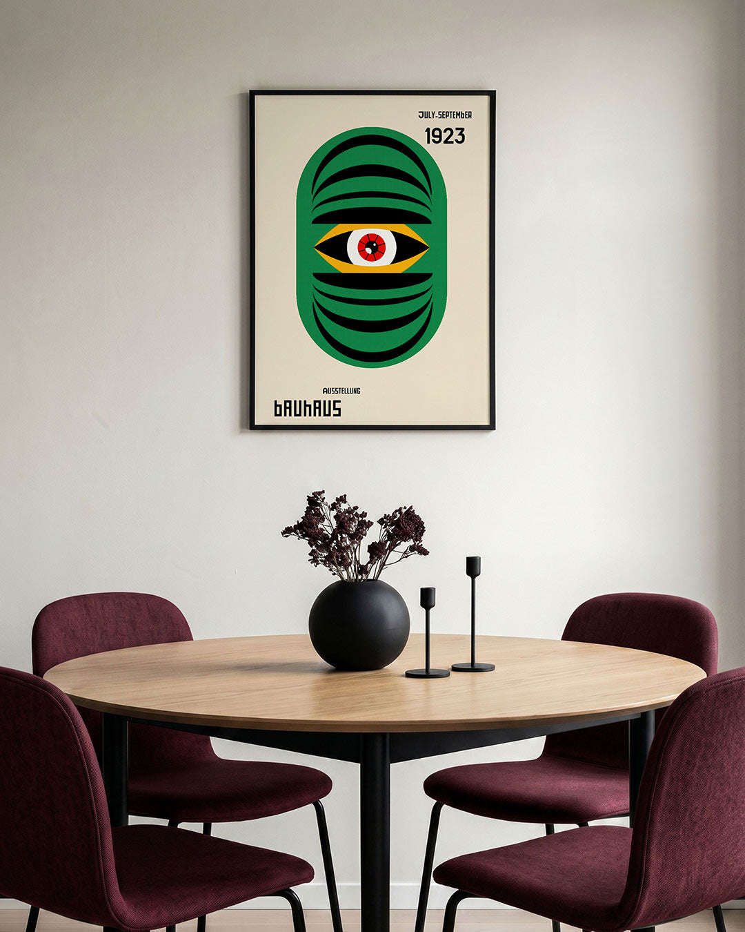 Oogvorm en lijnen – staande Bauhaus poster voor aan de muur