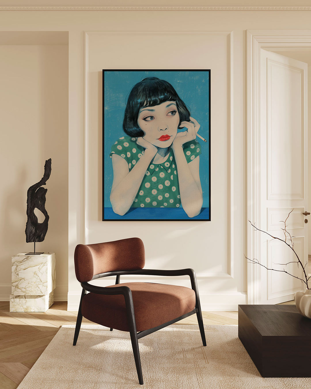 Dromerige blik – staand wanddecoratie kunstwerk