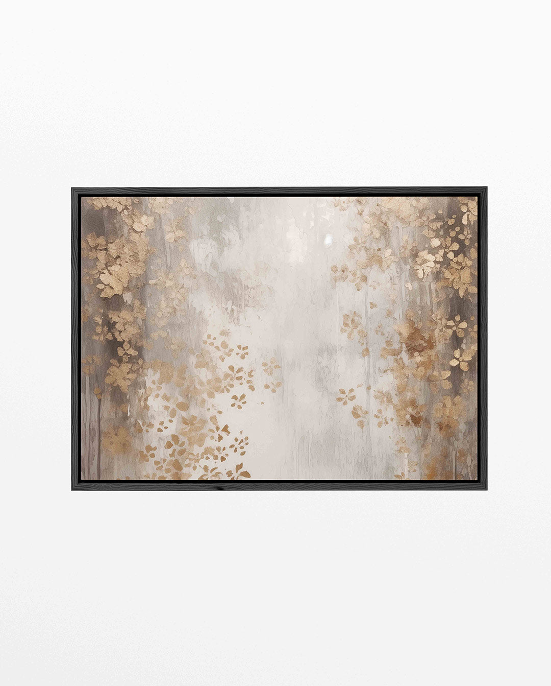 Gouden bloemmotief – liggend abstract kunstwerk