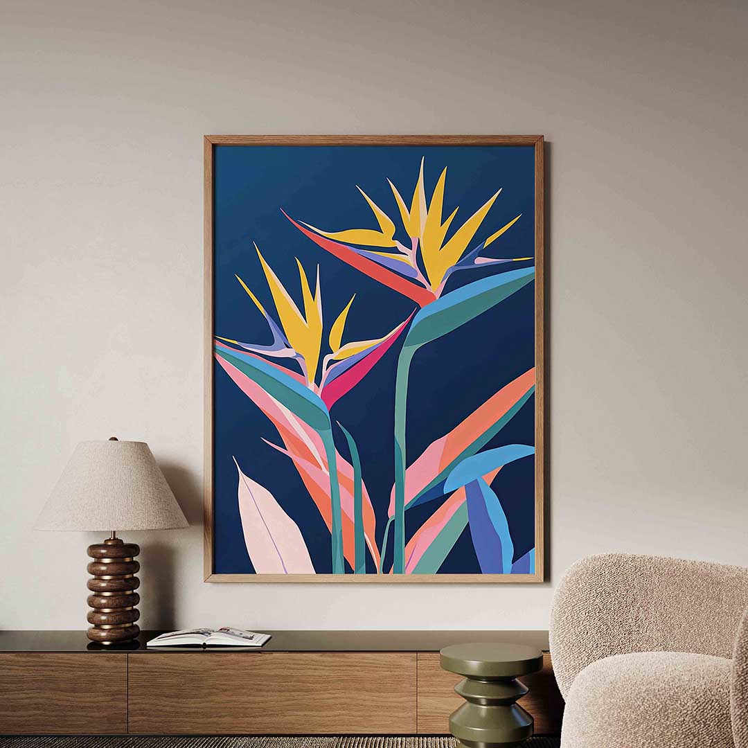 Paradijsvogelbloem – tropische jungle poster in staand formaat