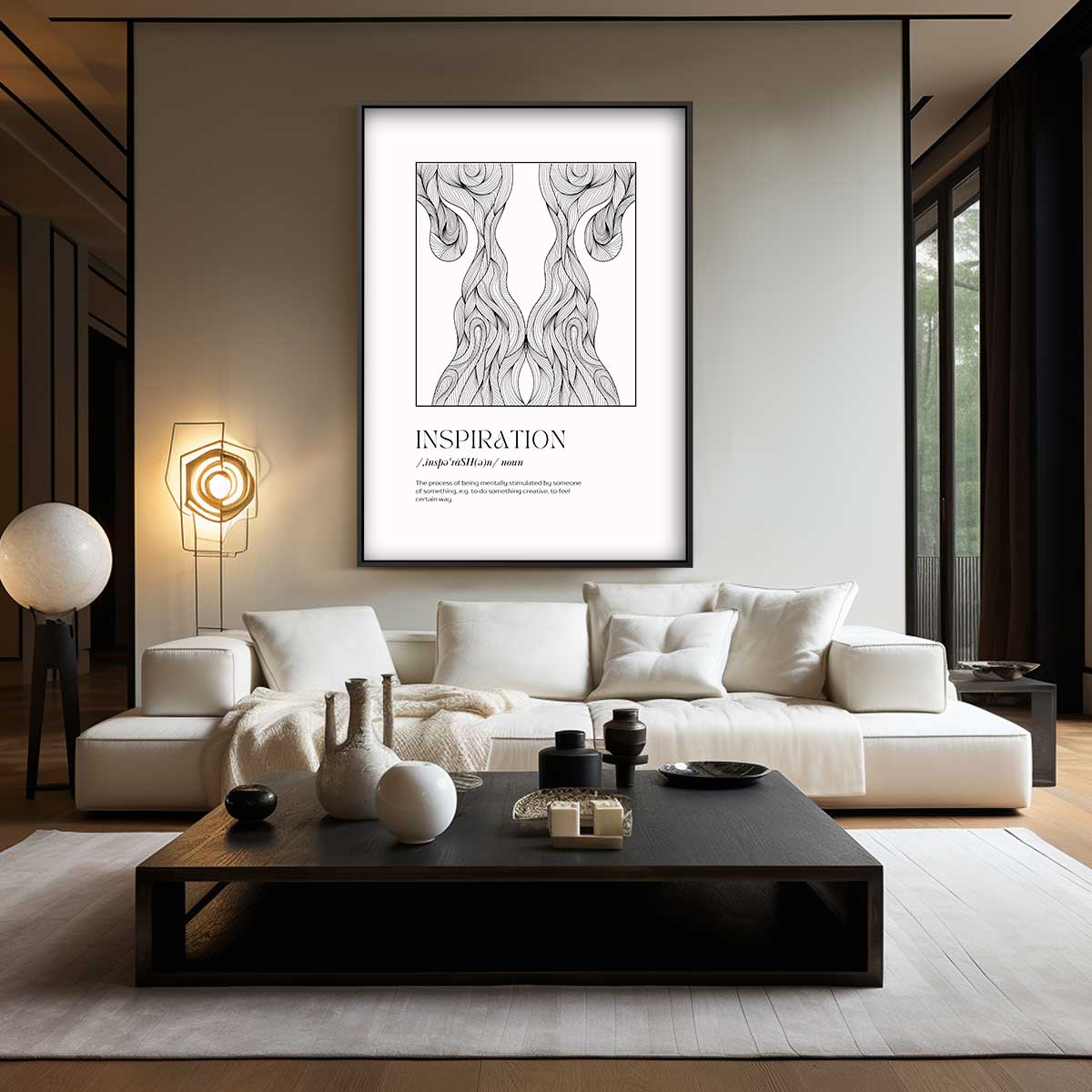 Inspiratie in Lijnen – kunstwerk met zwarte baklijst