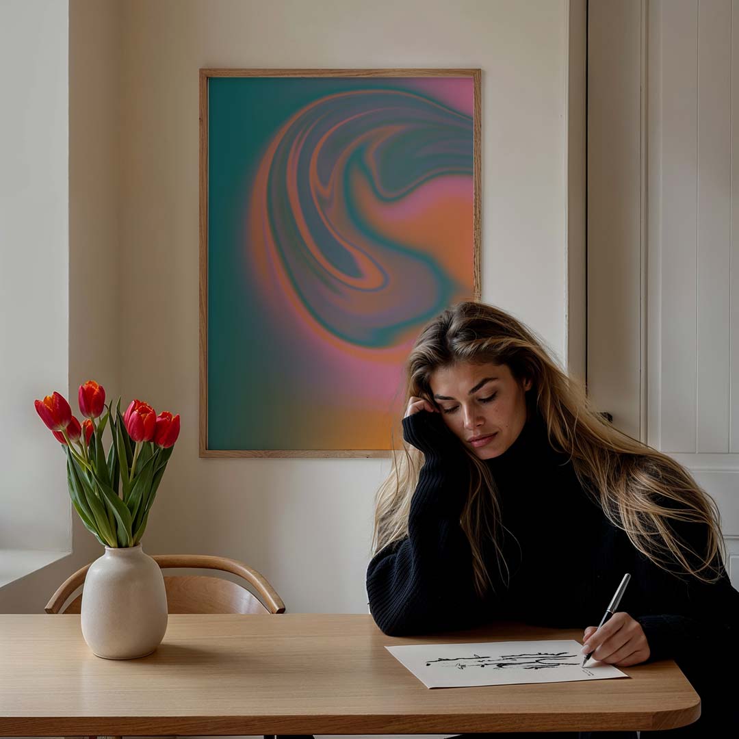 Kleurrijke Droomwereld – staande muurposter met kleurrijke abstracte vormen