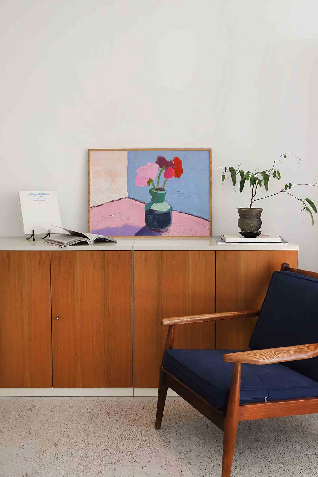 Bloemen in vaas – liggende bloemen wanddecoratie van WallArtistic