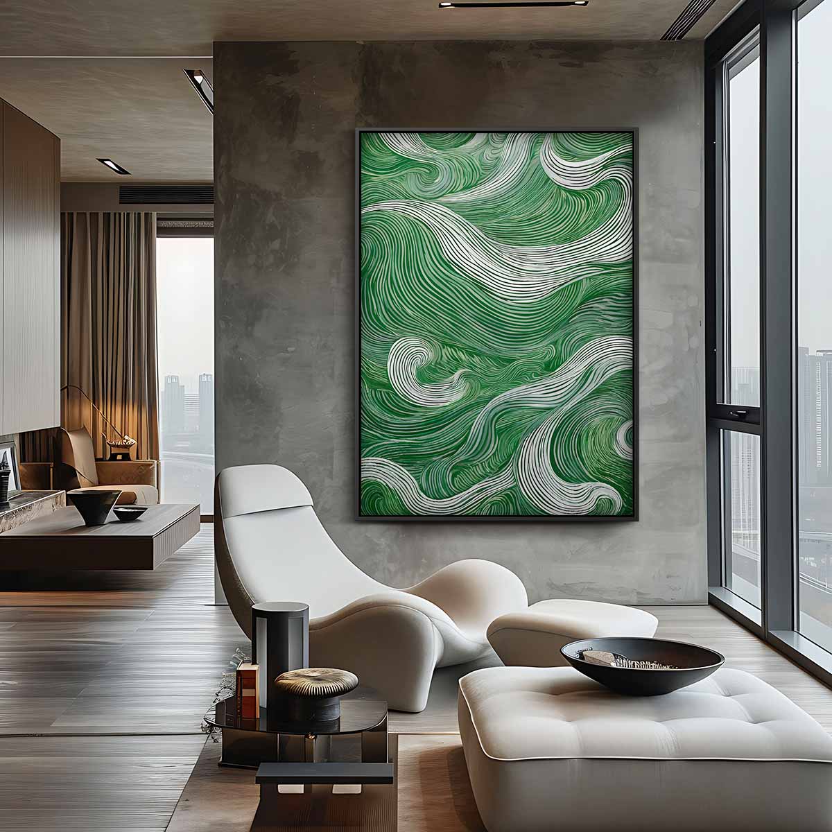Groen Getijden – canvas wanddecoratie in portret formaat
