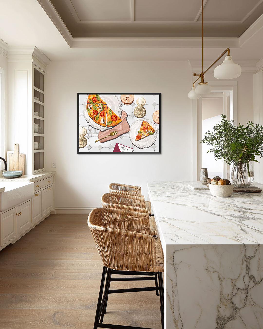 Pizza en kaarsen – liggende wanddecoratie