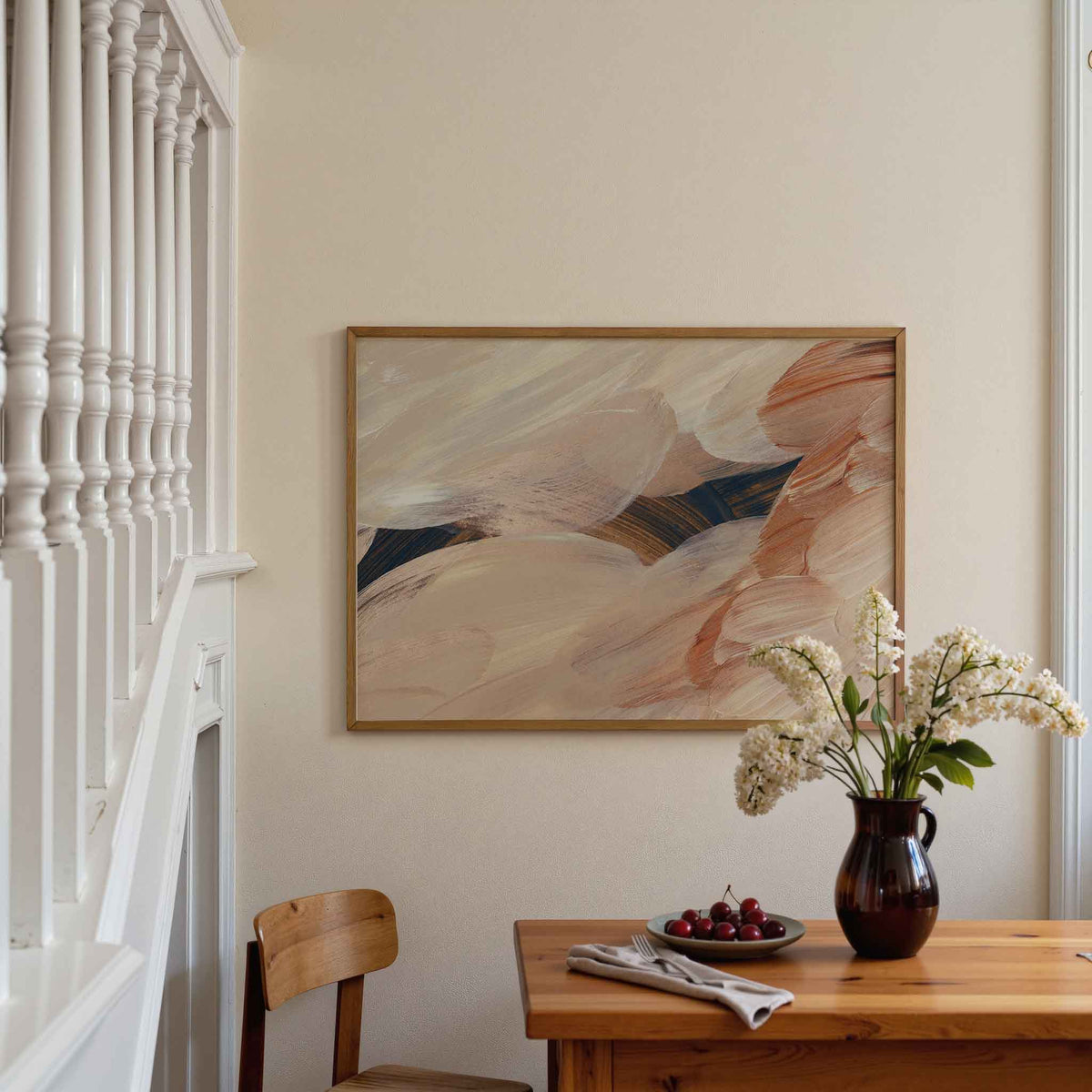 Abstracte penseelstreken – artistieke poster in liggend formaat