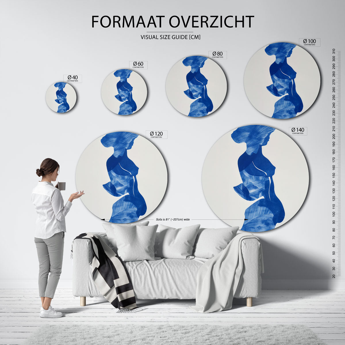 Abstracte figuur – ronde muurdecoratie met kleur en vorm