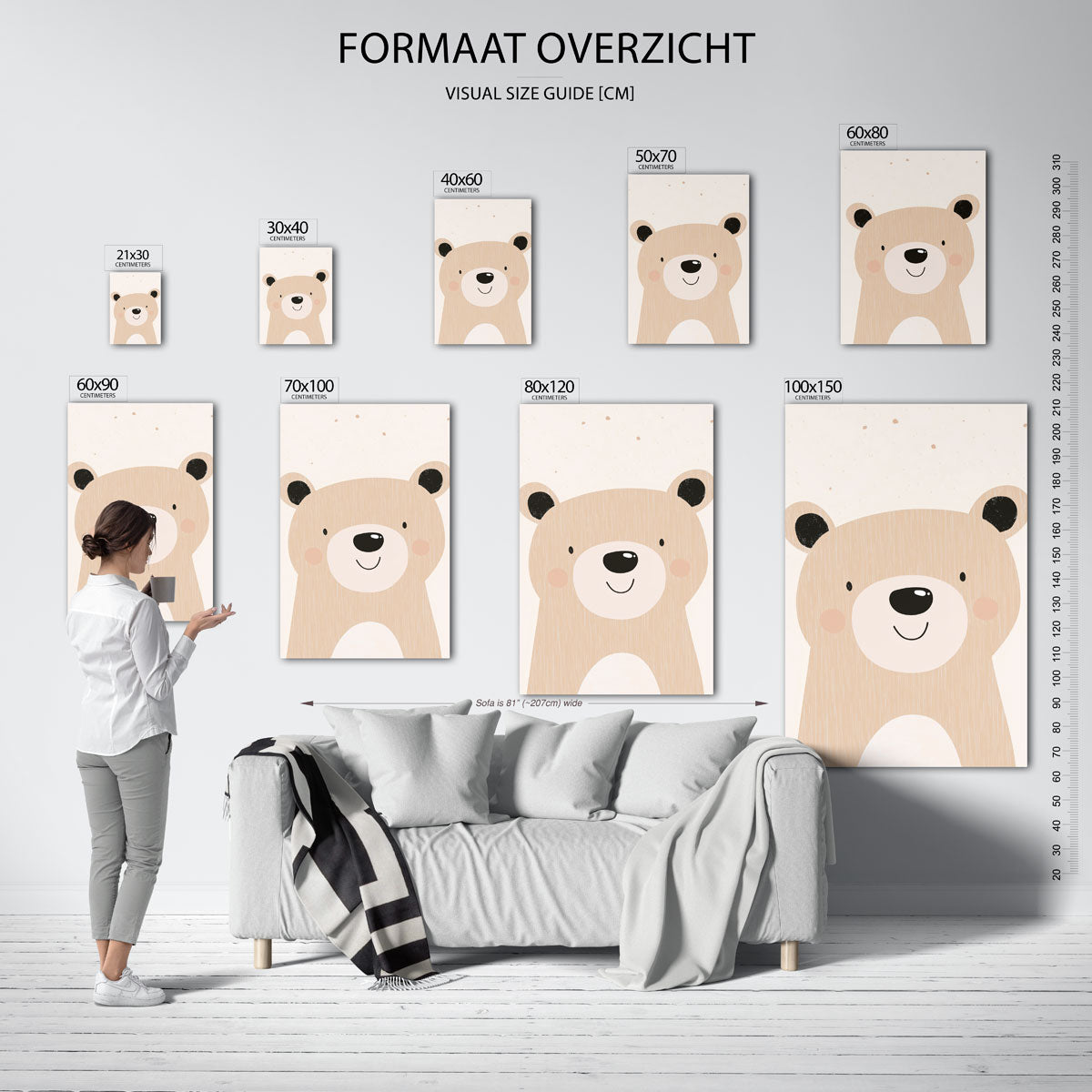 Lachende beer – staande muurposter voor de kinderkamer