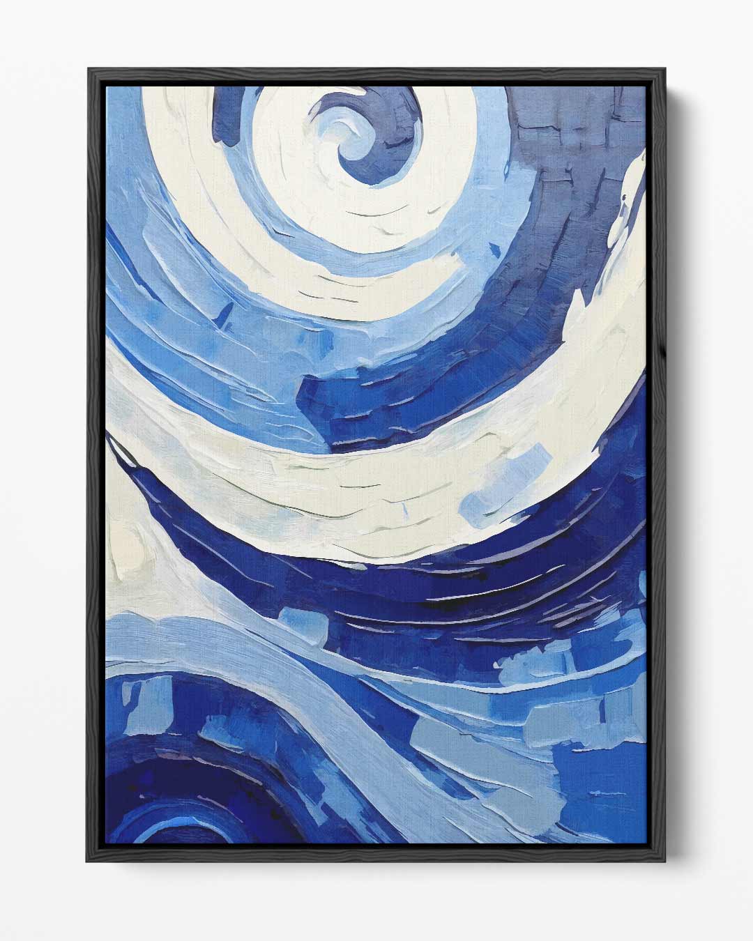 Spiralen van Blauw – portret kunstwerk als wanddecoratie