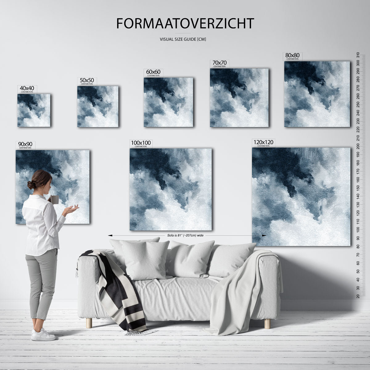 Abstracte wolken – vierkante muurposter met abstracte vormen