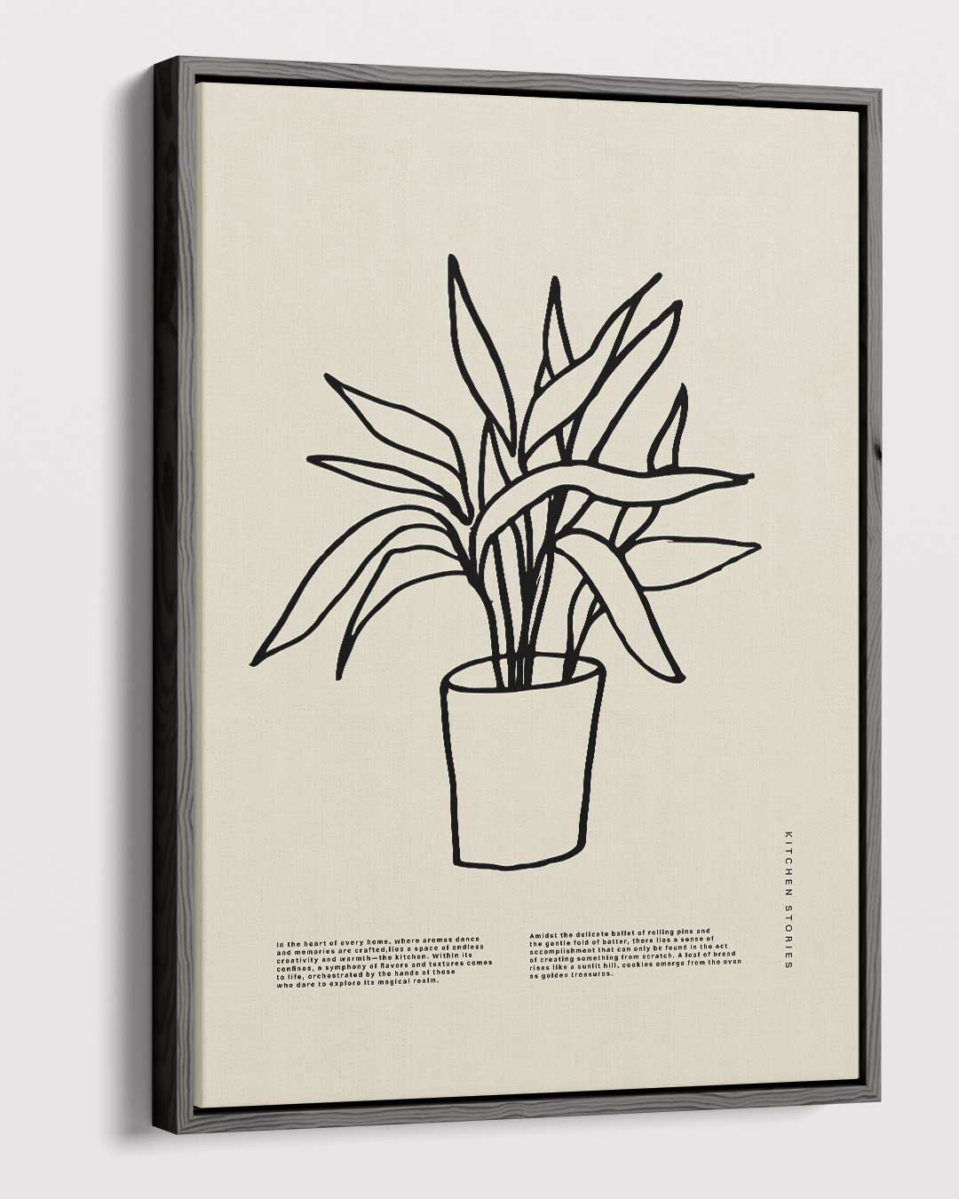 Simpele Plantenillustratie op Beigekleurige Achtergrond – dibond kunstwerk als wanddecoratie