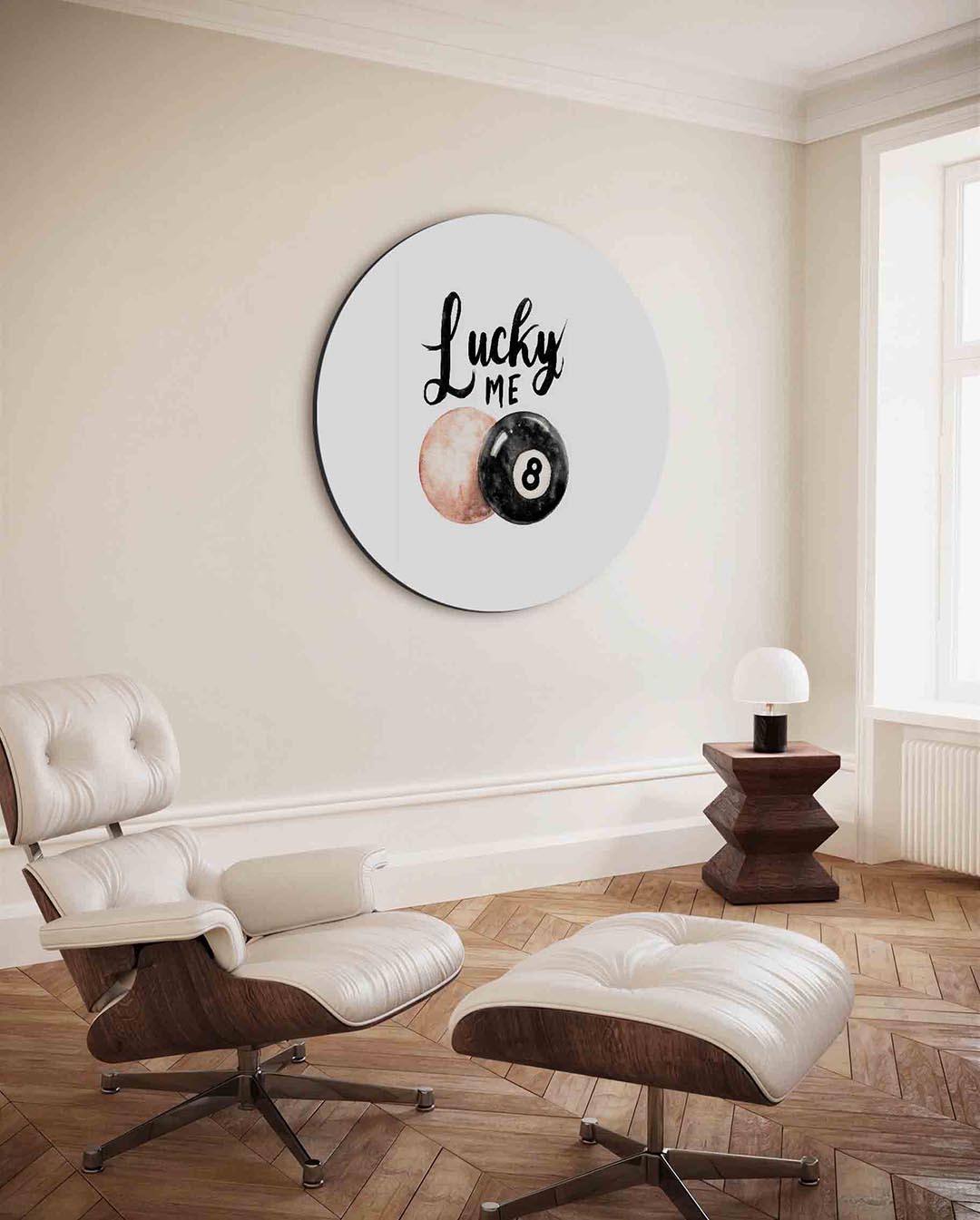 Lucky me – ronde Pop Art wanddecoratie van WallArtistic
