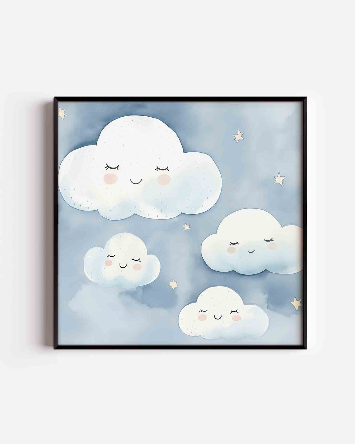 Slapende wolken – vierkante kinderposter als wanddecoratie