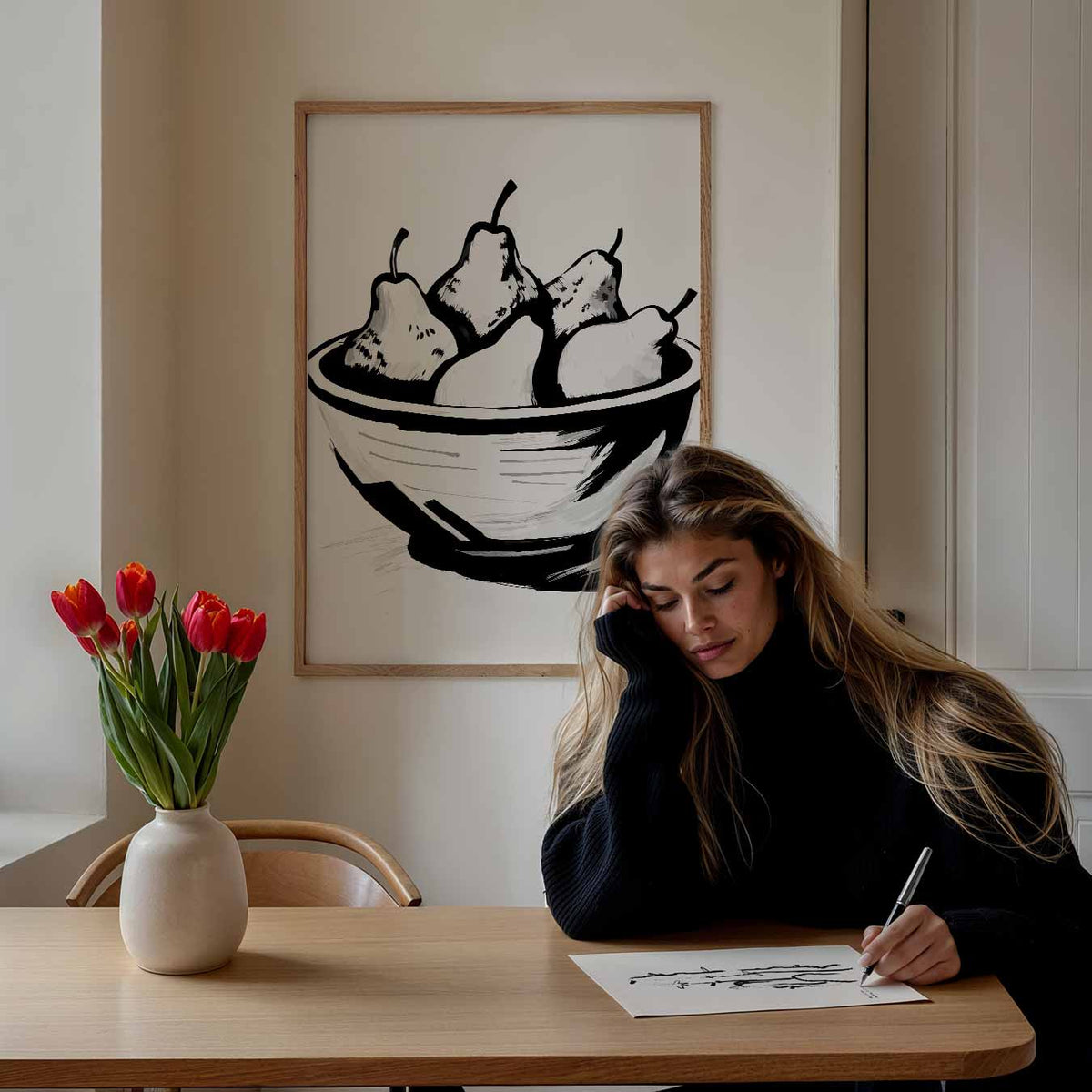 Stijlvolle Perenschalen – keuken portret poster, afbeelding 7
