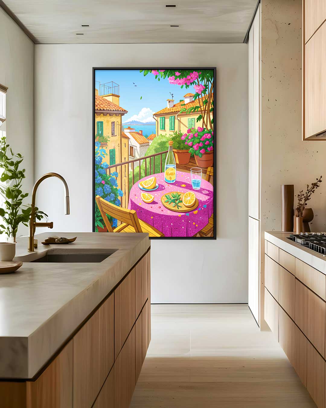 Zomer op het Balkon – staand kunstwerk voor modern interieur