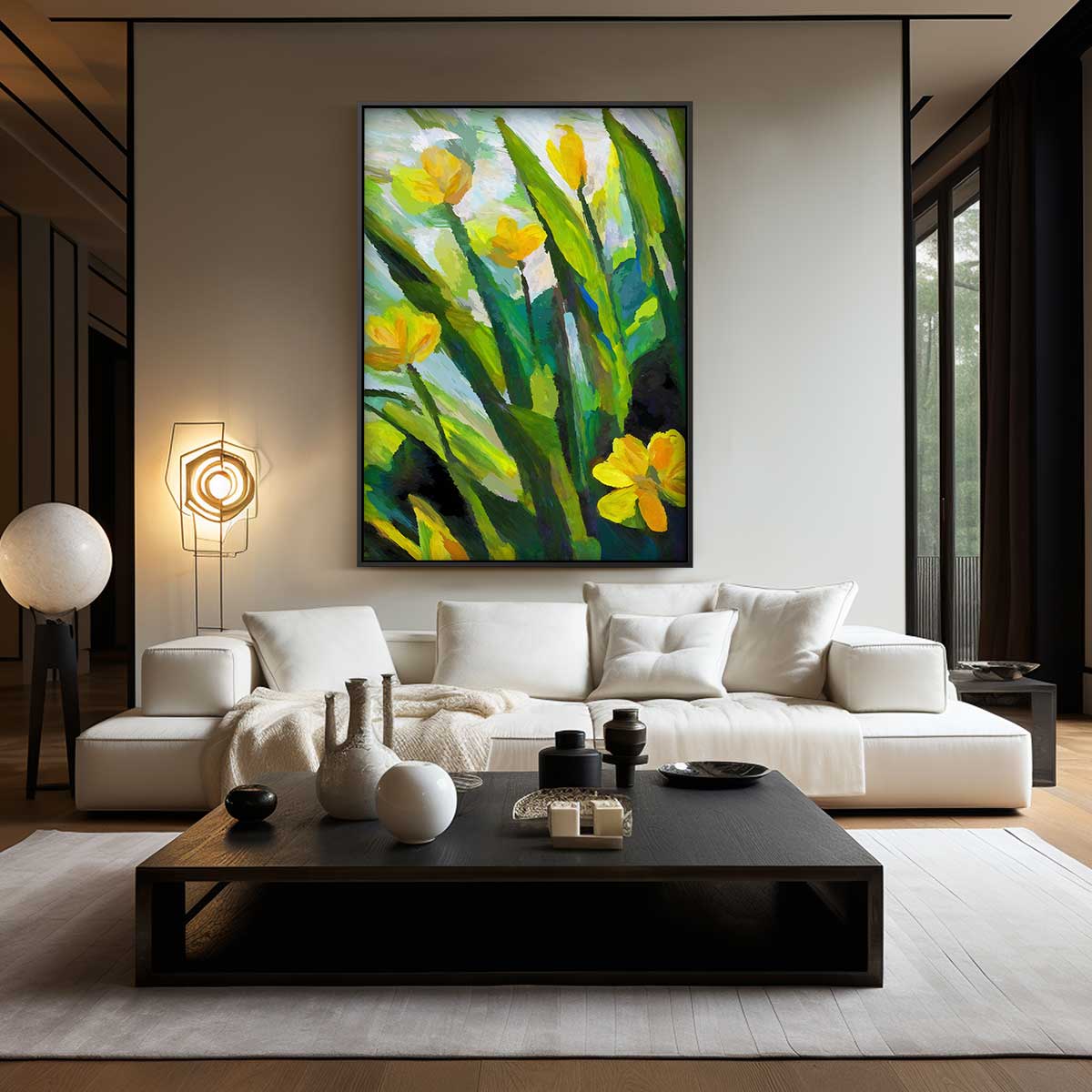 Zonnige Bloemvelden – dibond wanddecoratie in staand formaat