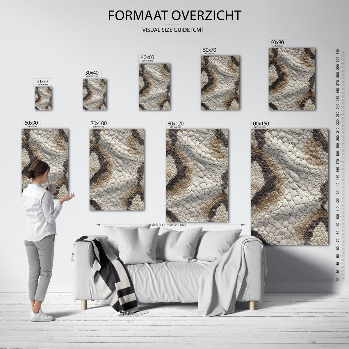 Reptieltextuur – staande muurposter met safari thema