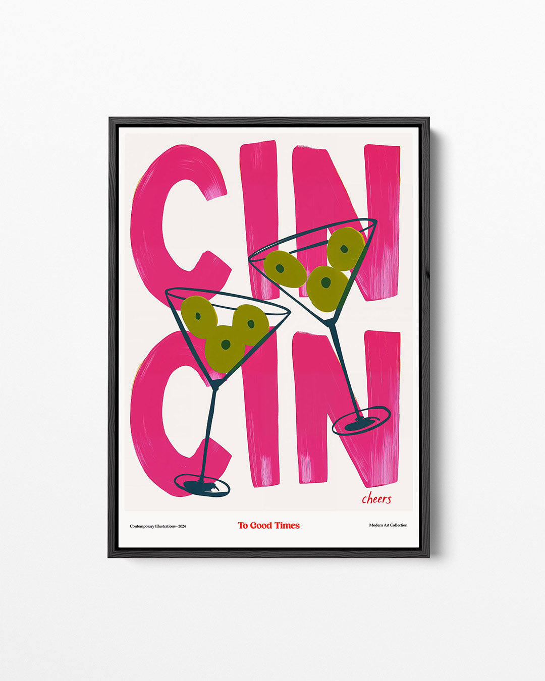 Vrolijke cocktail illustratie – staand wanddecoratie kunstwerk